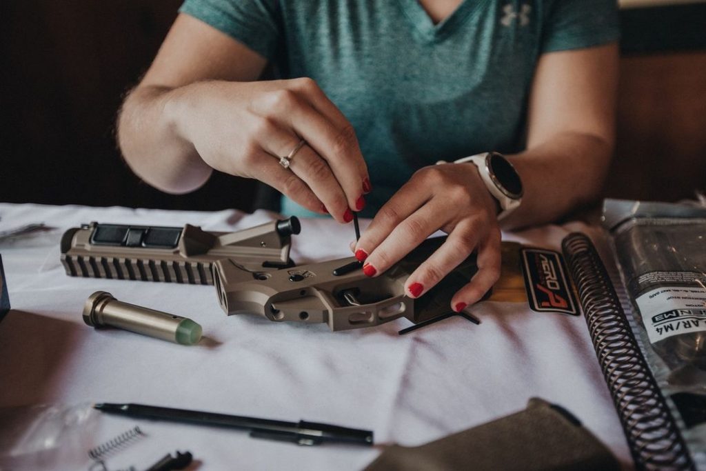 Working on Aero Precision rifle AR-15 kits.