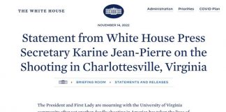 white house response to UVA shooting