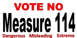 Sign reading Vote No Measure 114