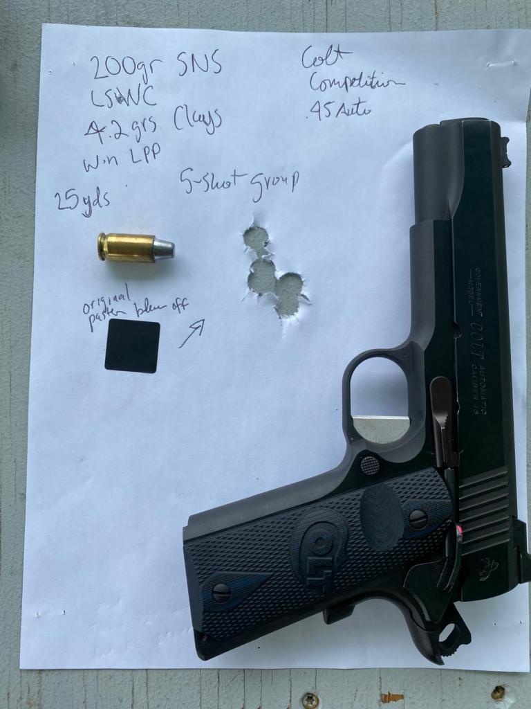 Colt Competition Series 1911 5 round group from rest at 25 yards