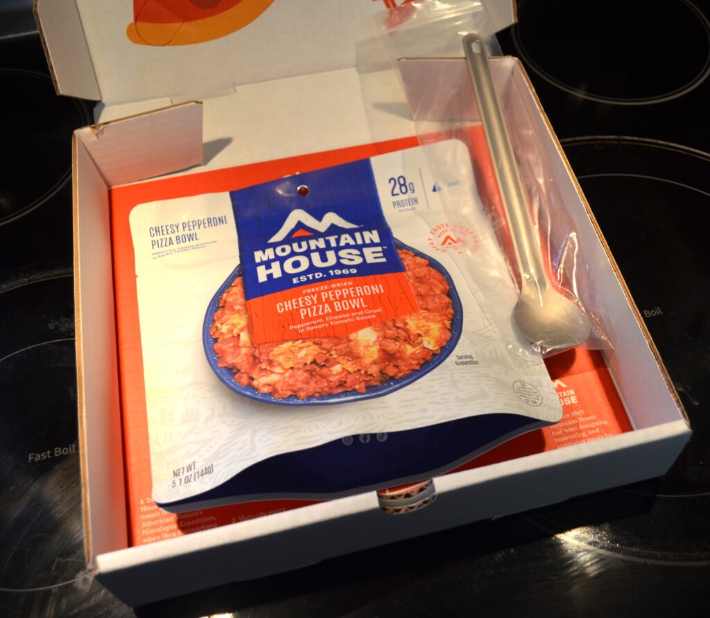 Mountain House Pizza Bowl package opened